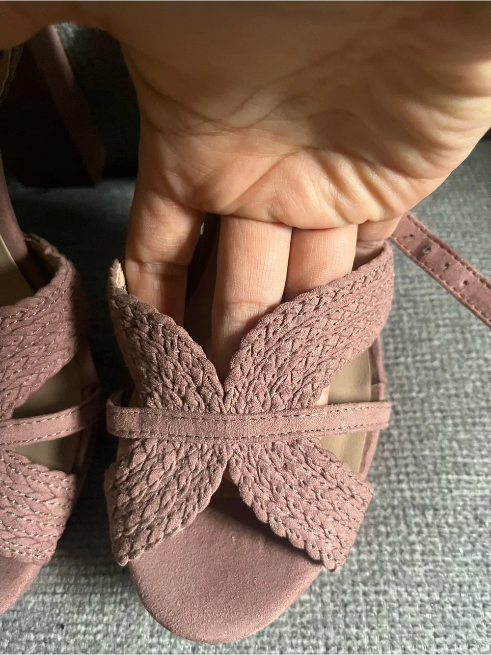 Kaari Blue Mauve Woven Slingback Heels